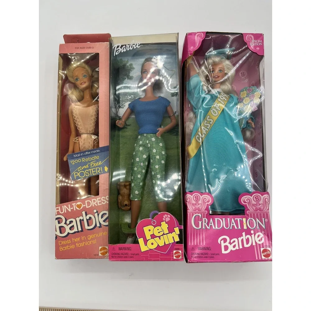 Vintage Barbie Lot Fun-to-Dress Pet‎ Lovin Graduation Class of 1999 Dolls Boxed